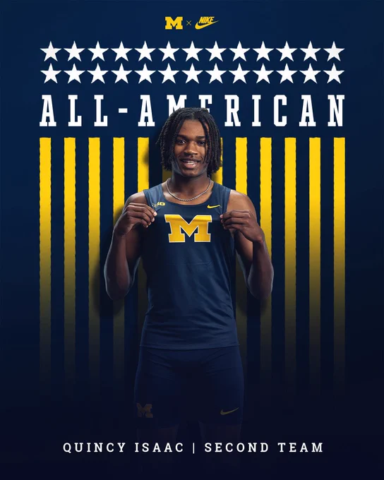 Quincy Isaac earns Second Team All-America honors in the long jump at the NCAA Outdoor Championships