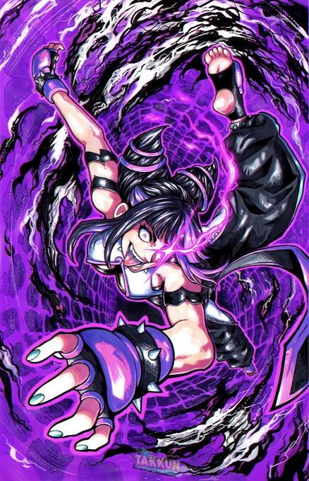 Juri Han from Street Fighter 6, drawn by Takkun for EVO Vegas upcoming FGC tournament. Drawn by Takkun with Copic markers and G-pen