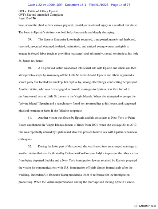 Court filing: 15-year-old victim tried to escape Epstein by swimming off Little St. James Island