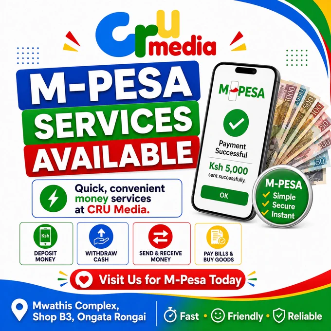 Quick convenient money services at CRU Media.