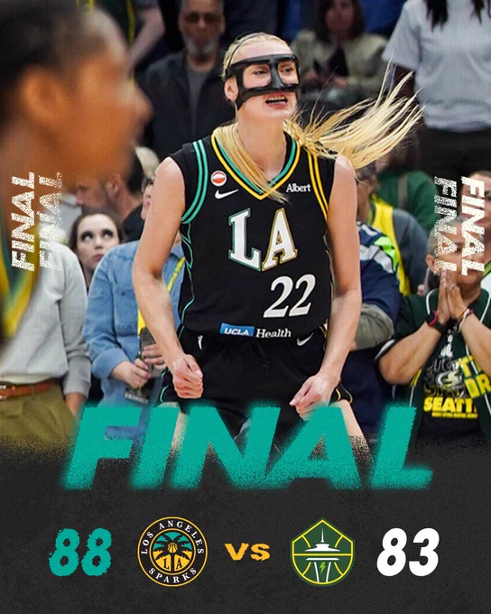 Final score graphic: Sparks 88, Storm 83. 