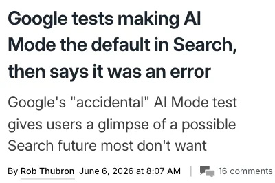 https://www.techspot.com/news/112676-google-tests-making-ai-mode-default-chrome-error.html https://www.seroundtable.com/google-ai-overviews-follow-up-ai-mode-40823.html
