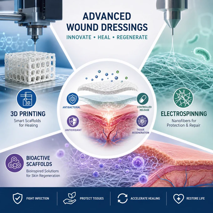 Advanced wound healing platform combining 3D-printed scaffolds, electrospun nanofibers, and bioactive materials for antibacterial protection, tissue regeneration, and controlled therapy-Erfan Salahinejad