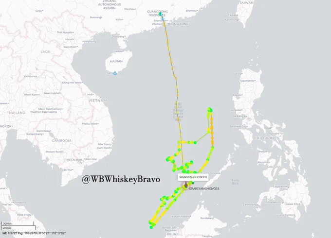 The images above display the tracking data of Chinese survey vessels encroaching into Malaysian waters off East Malaysia