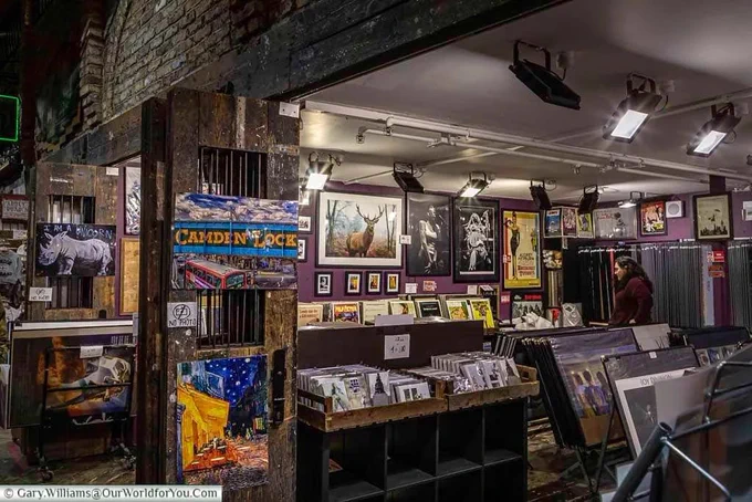 A print store in Camden Market selling an eclectic mix of posters in all sizes