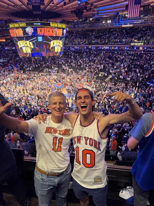 My dad and I at the historic Knicks game four 2026 finals comeback win
