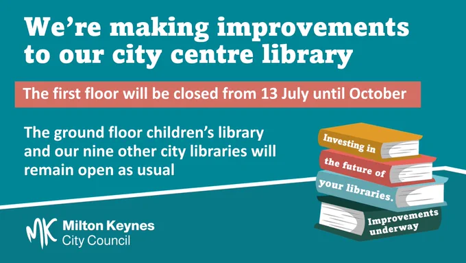 We're making improvements to our city centre library

The first floor will be closed from 13 July until October

The ground floor children's library and our nine other city libraries will remain open as usual