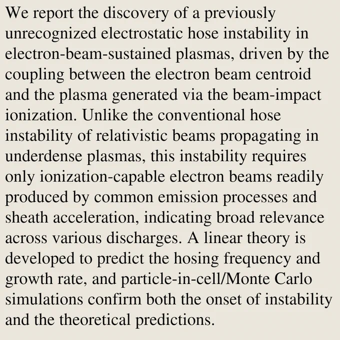We report the discovery of a previously unrecognized electrostatic hose instability in electron-beam-sustained plasmas, driven by the coupling between the electron beam centroid and the plasma generated via the beam-impact ionization. Unlike the conventional hose instability of relativistic beams propagating in underdense plasmas, this instability requires only ionization-capable electron beams readily produced by common emission processes and sheath acceleration, indicating broad relevance across various discharges. A linear theory is developed to predict the hosing frequency and growth rate, and particle-in-cell/Monte Carlo simulations confirm both the onset of instability and the theoretical predictions.