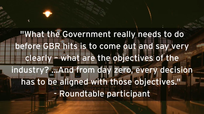 Quote emphasizing the need for government clarity on industry objectives before GBR implementation, highlighting alignment from day one.