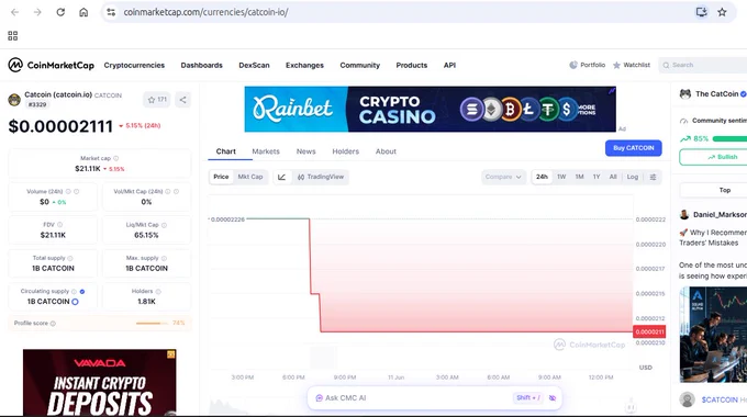 #coinmarketcap screenshot of the exact coin that was analyzed.