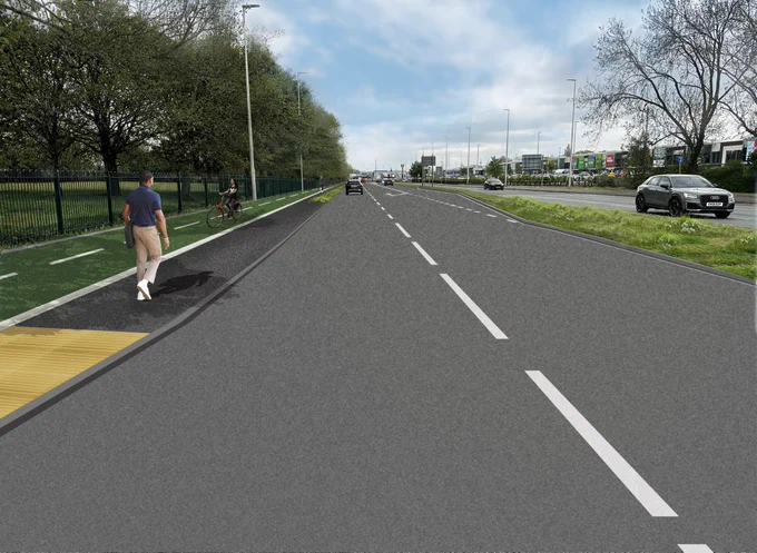 Artist's impression of a road with new, smooth tarmac.