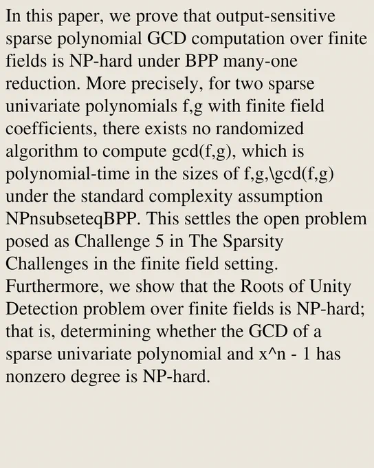 In this paper, we prove that output-sensitive sparse polynomial GCD computation over finite fields is NP-hard under BPP many-one reduction. More precisely, for two sparse univariate polynomials f,g with finite field coefficients, there exists no randomized algorithm to compute gcd(f,g), which is polynomial-time in the sizes of f,g,\gcd(f,g) under the standard complexity assumption NPnsubseteqBPP. This settles the open problem posed as Challenge 5 in The Sparsity Challenges in the finite field setting. Furthermore, we show that the Roots of Unity Detection problem over finite fields is NP-hard; that is, determining whether the GCD of a sparse univariate polynomial and x^n - 1 has nonzero degree is NP-hard.