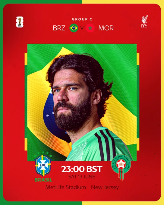 World Cup group c: Brazil v Morocco, 23:00 BST, Saturday 13 June, MetLife Stadium, New Jersey.