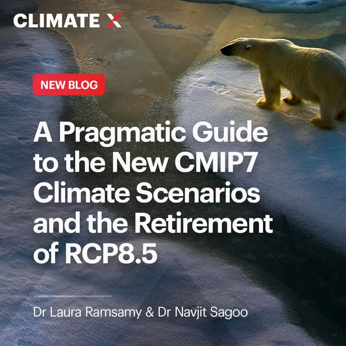 CMIP7 climate scenarios chart showing reduced high-end pathway versus RCP8.5