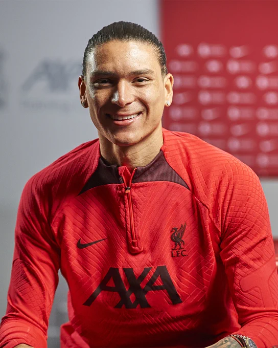 Photography of Darwin Nunez as he signed for Liverpool FC in 2022.