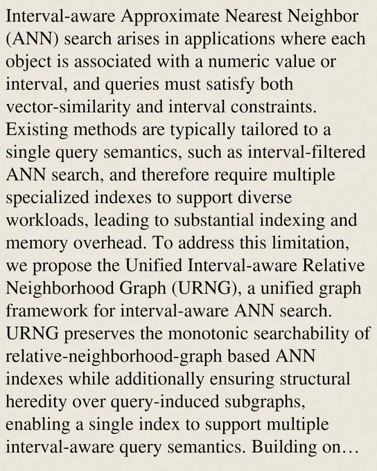 Interval-aware Approximate Nearest Neighbor (ANN) search arises in applications where each object is associated with a numeric value or interval, and queries must satisfy both vector-similarity and interval constraints. Existing methods are typically tailored to a single query semantics, such as interval-filtered ANN search, and therefore require multiple specialized indexes to support diverse workloads, leading to substantial indexing and memory overhead. To address this limitation, we propose the Unified Interval-aware Relative Neighborhood Graph (URNG), a unified graph framework for interval-aware ANN search. URNG preserves the monotonic searchability of relative-neighborhood-graph based ANN indexes while additionally ensuring structural heredity over query-induced subgraphs, enabling a single index to support multiple interval-aware query semantics. Building on this framework, we develop UG, a practical graph index that efficiently approximates URNG through unified interval-aware p