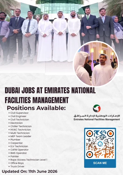 New Emirates National Facilities Management Careers and Job Openings

Read More & Apply: https://www.inituban.com/2026/06/emirates-national-facilities-management.html

Emirates National Facilities Management hiring update features vacancies for engineers, operators, technicians and support professionals now.

#EmiratesJobs #DubaiCareers #FacilitiesManagement #HiringInDubai #SkilledProfessionals #CareerOpportunities #JoinOurTeam #JobVacancies #EmiratesNational #NextCareerStep