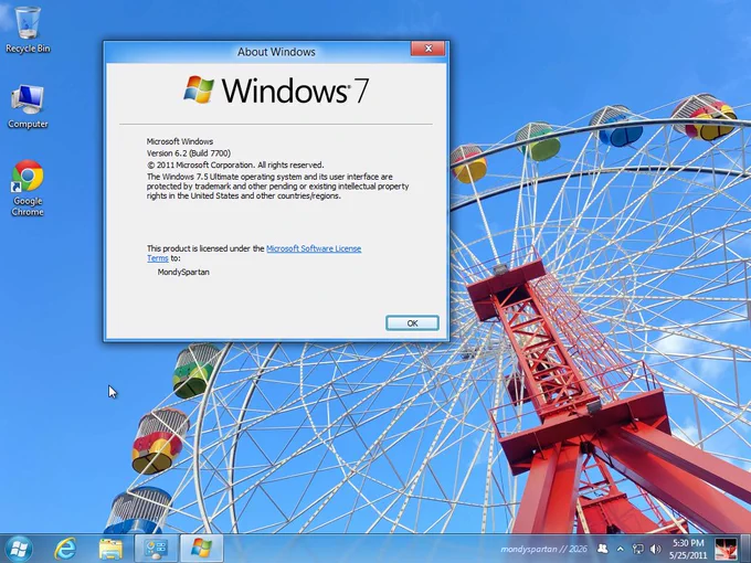 Empty desktop with Winver open