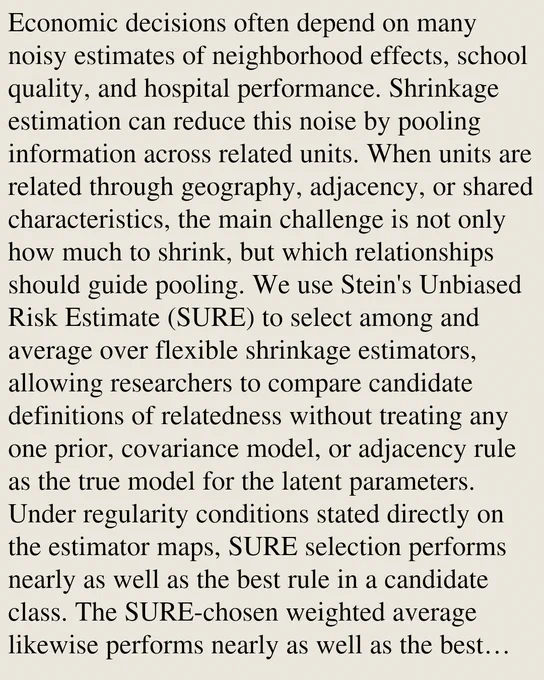 Economic decisions often depend on many noisy estimates of neighborhood effects, school quality, and hospital performance. Shrinkage estimation can reduce this noise by pooling information across related units. When units are related through geography, adjacency, or shared characteristics, the main challenge is not only how much to shrink, but which relationships should guide pooling. We use Stein's Unbiased Risk Estimate (SURE) to select among and average over flexible shrinkage estimators, allowing researchers to compare candidate definitions of relatedness without treating any one prior, covariance model, or adjacency rule as the true model for the latent parameters. Under regularity conditions stated directly on the estimator maps, SURE selection performs nearly as well as the best rule in a candidate class. The SURE-chosen weighted average likewise performs nearly as well as the best fixed weighted average of trained candidates, including nonlinear shrinkage rules whose fitted val