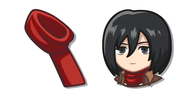 Chibi Attack on Titan Mikasa Ackerman and her Red Scarf Cursor