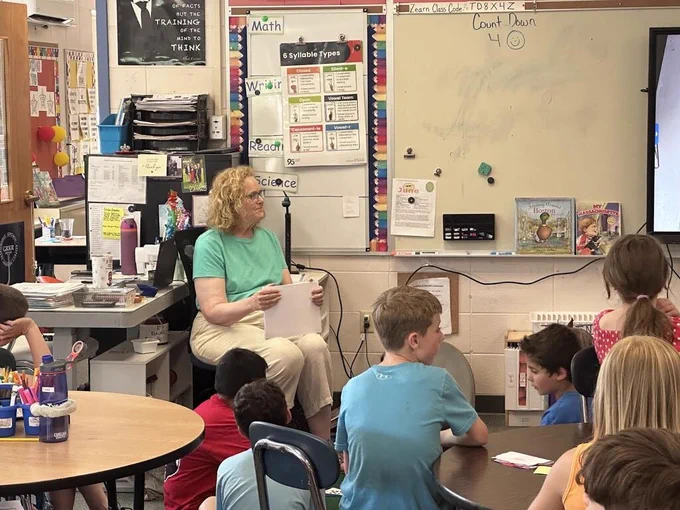 Karen working with students