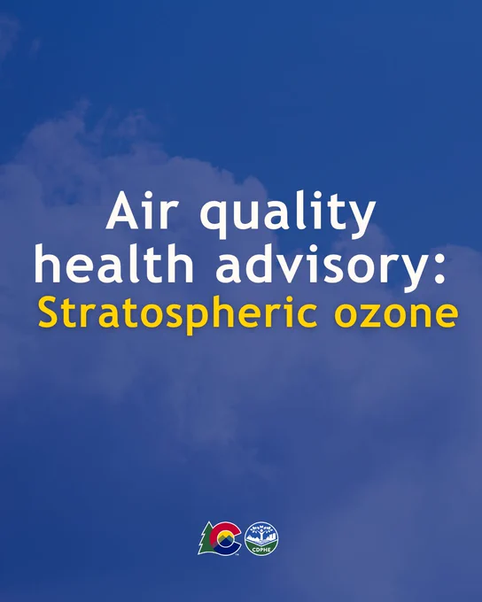 Text on image reads "Air Quality health advisory: stratospheric ozone."