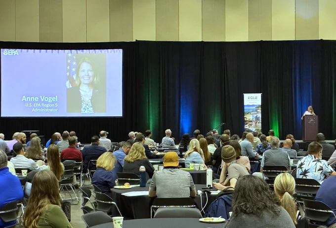 Anne Vogel, EPA Region 5 Administrator, stands at podium speaking to conference attendees.