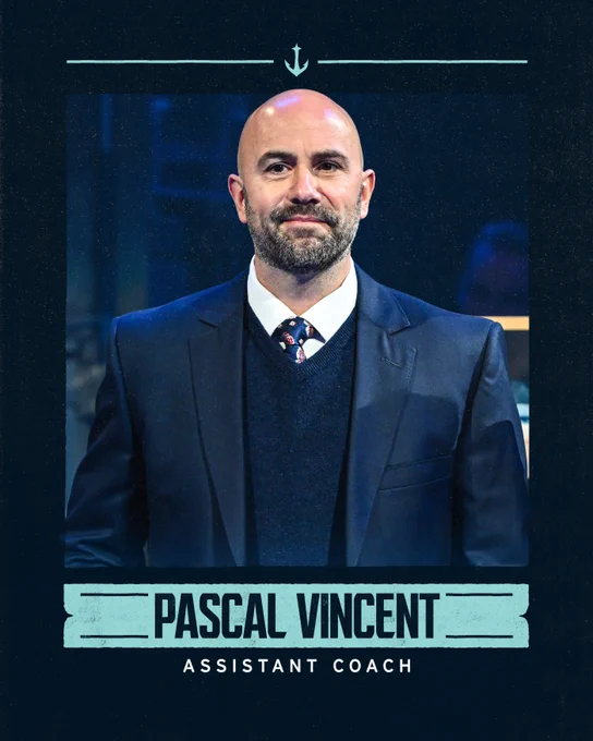 Announcement graphic for Pascal Vincent as a new Seattle Kraken assistant coach.
