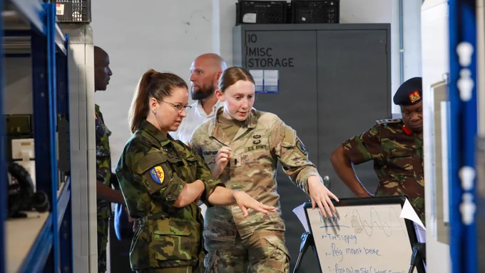multinational planners for exercise Justified Accord visited the 173rd Bayonet Innovation Team lab