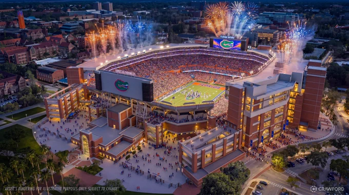 A rendering of Ben Hill Griffin stadium renovations 