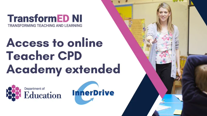 Illustrated graphic with added text "Access to online Teacher CPD Academy extended" 