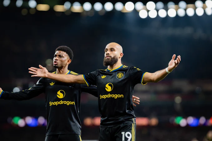 Bryan Mbeumo celebrates his goal at Arsenal earlier this season.
