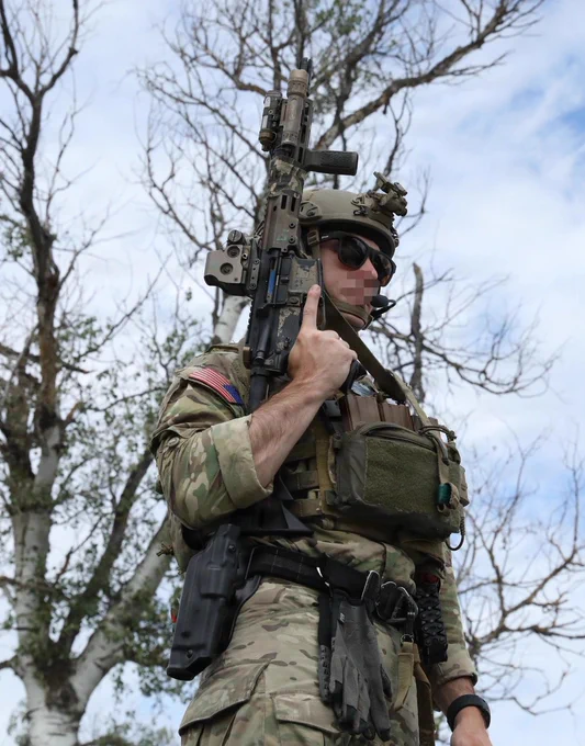 A Green Beret with U.S. Army 20th Special Forces Group (Airborne) stands ready to launch a raid on a simulated enemy cache location during Exercise Trojan Footprint 26 near Negotino, North Macedonia, May 17, 2026. The European theater is a living laboratory where U.S. Special Operations Forces can battle test new equipment, new tactics, and new approaches alongside some of the world's SOF formations. (U.S. Army National Guard photo by Capt. Christopher Booker)