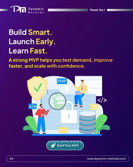 Every great product starts with an idea.
But not every idea should become a full product on day one.
That is why we believe in the MVP approach.
The first version should not try to do everything. It should prove the product is worth building. An MVP gives you faster validation, lower build risk, and clear user feedback so you can make smarter next steps.
At Dynamic Method Solution, we use our Lab360 mindset and Deep360 process to help businesses move with clarity, build with purpose, and launch with confidence.
Build Smart. Launch Early. Learn Fast.
If your business is planning a new digital product, start with the version that helps you learn, not the version that tries to impress too soon.
🚀 Have an idea worth building? Start with an MVP that validates your vision, minimizes risk, and accelerates your path to market.
👉 Explore our MVP Development Services: https://dynamic-methods.com/mvp-development-services/
#MVPDevelopment #Lab360 #Deep360 #DigitalTransformation #ProductStrategy 