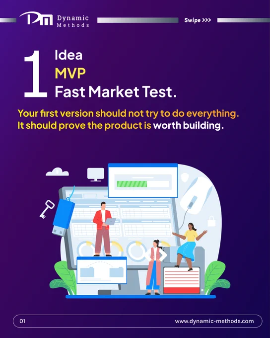 Every great product starts with an idea.
But not every idea should become a full product on day one.
That is why we believe in the MVP approach.
The first version should not try to do everything. It should prove the product is worth building. An MVP gives you faster validation, lower build risk, and clear user feedback so you can make smarter next steps.
At Dynamic Method Solution, we use our Lab360 mindset and Deep360 process to help businesses move with clarity, build with purpose, and launch with confidence.
Build Smart. Launch Early. Learn Fast.
If your business is planning a new digital product, start with the version that helps you learn, not the version that tries to impress too soon.
🚀 Have an idea worth building? Start with an MVP that validates your vision, minimizes risk, and accelerates your path to market.
👉 Explore our MVP Development Services: https://dynamic-methods.com/mvp-development-services/
#MVPDevelopment #Lab360 #Deep360 #DigitalTransformation #ProductStrategy 