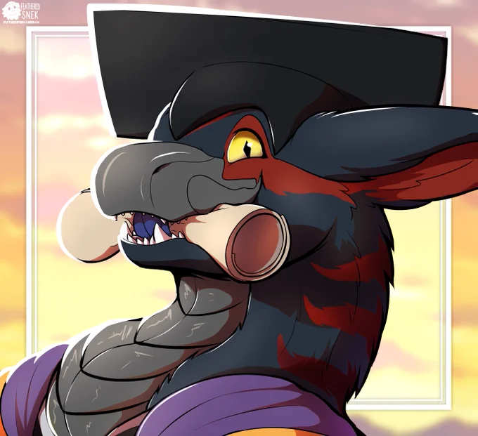 A commissioned piece of a Nargacuga character happy in graduation garb holding their diploma in their mouth