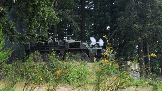 1-23 IN, 1-2 SBCT, 7th Infantry Division Soldiers brought dismounted infantry, 30mm Strykers, mortars and one-way attack drones together during a combined arms live-fire exercise at JBLM.