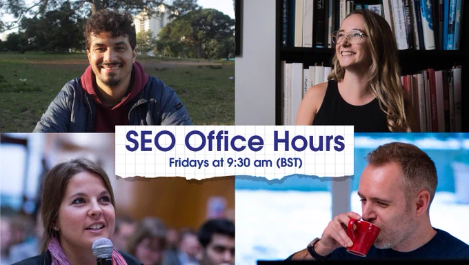 SEO Office Hours panel: Érico Mafra, Sophie Brannon, Jo Turnbull, Michael Chidzey