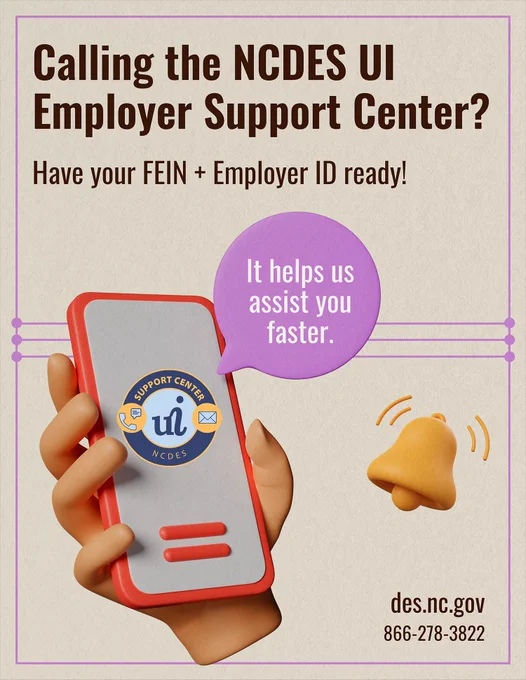 Graphic with the heading ‘Employers/Agents.’ Main text reads: ‘Prepare Before You Call. FEIN   Employer ID = Faster Support.’ Design is simple and informational.”