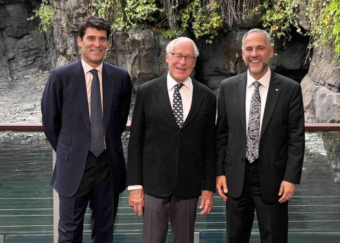 Alejandro Santo Domingo, Chair of the WCS Board of Trustees; Rob Walton, former chairman of Walmart and a longtime conservation philanthropist; Adam Falk, WCS President and CEO. 