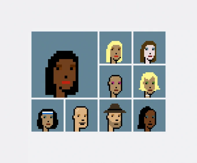Grid of 0x293a…cf1c's 9 CryptoPunks, with 1 newly acquired punk enlarged.
