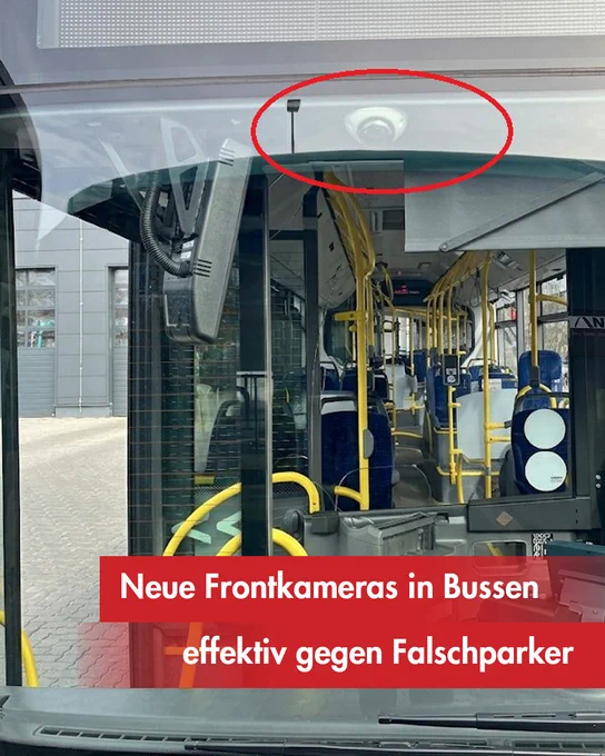 Frontkamera in einem Bus. Foto: TraffiQ