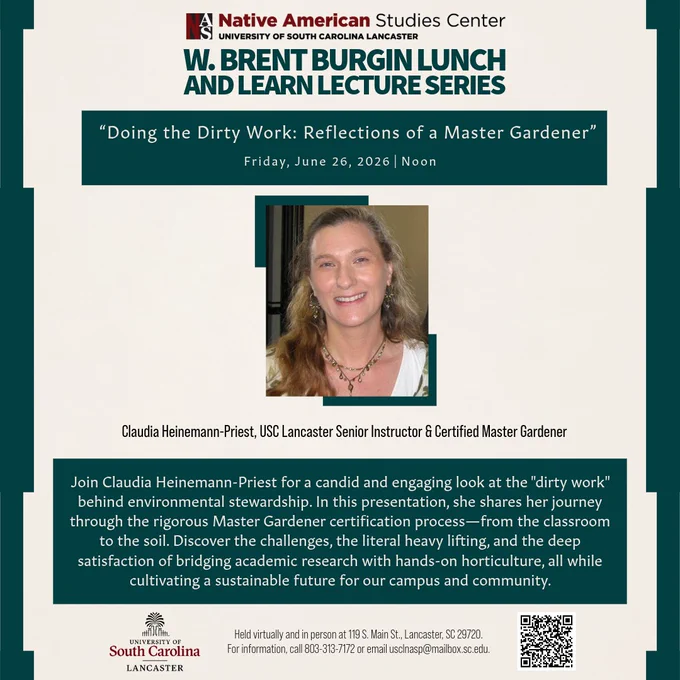 Flyer announcing the June Lunch and Learn, with headshot of Claudia Heinemann-Priest.