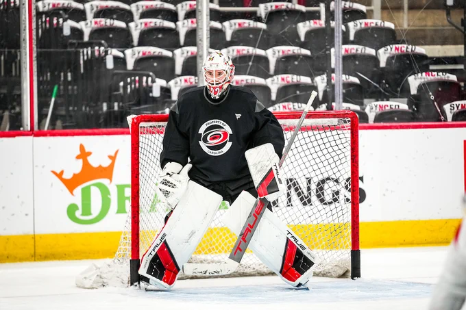 Brandon Bussi in his crease ahead of a recent start.