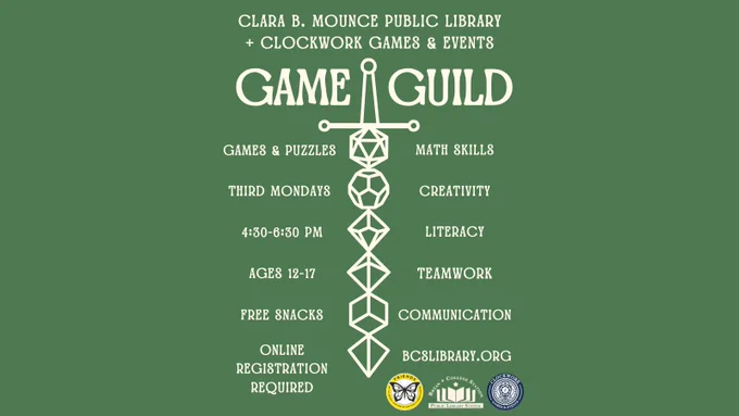 Roll for initiative at the Mounce on Monday, June 15th @ 4:30 PM for Game Guild! Game supplies provided by Clockwork Games & Events, MagiKids, and Let's Quest! For ages 12-17! Online registration required.