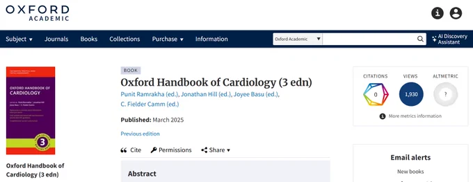 screenshot of Oxford Handbook of Cardiology cover