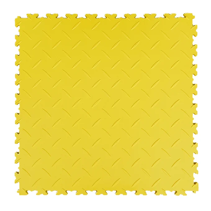 MotoLock HD Yellow Diamond Plate PVC material Interlocking Floor Tiles