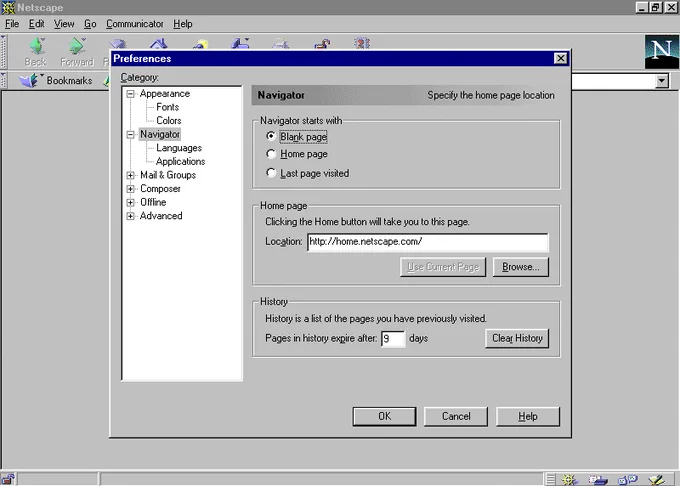 Netscape Communicator 4.0 in 1997