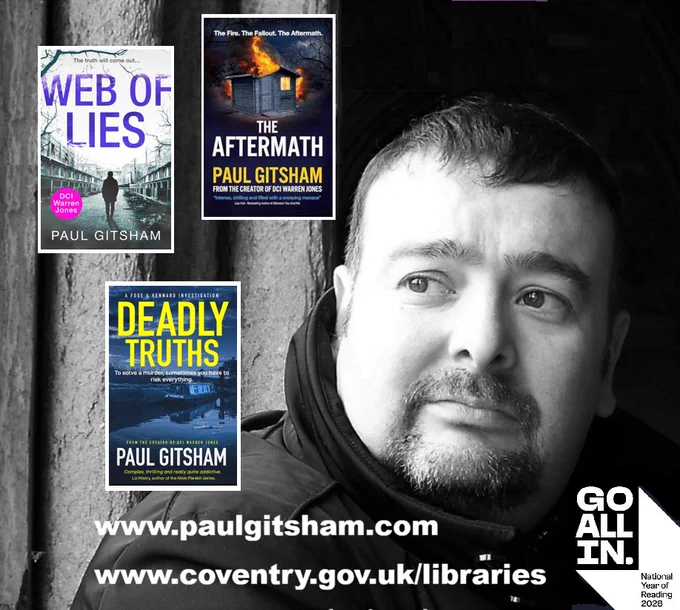 Photo of Paul Gitsham with three of his book covers