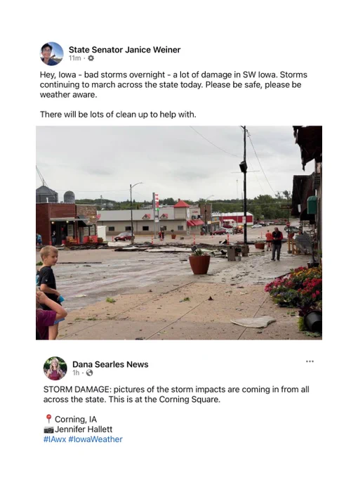 Photo Of The Storm Damage In Corning, Iowa On June 11, 2026.